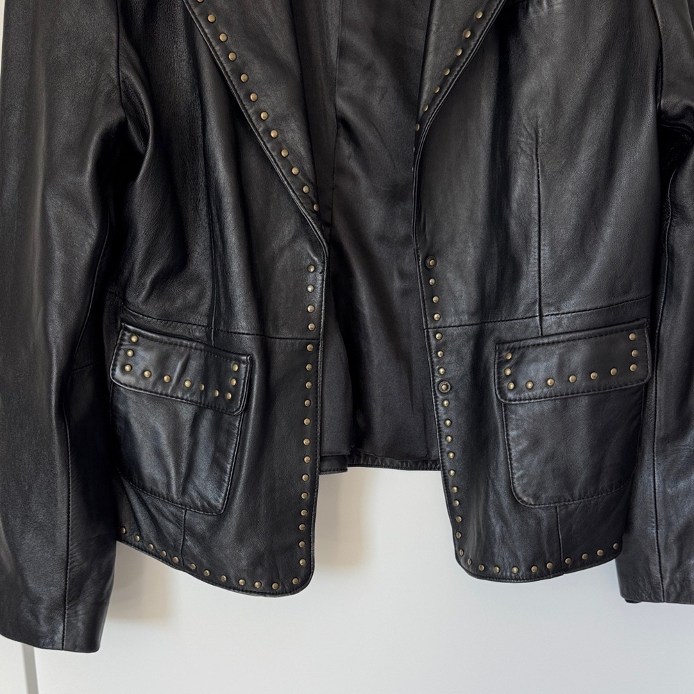 Black Lamb’s Leather Blazer with Studs - Picture 4 of 16